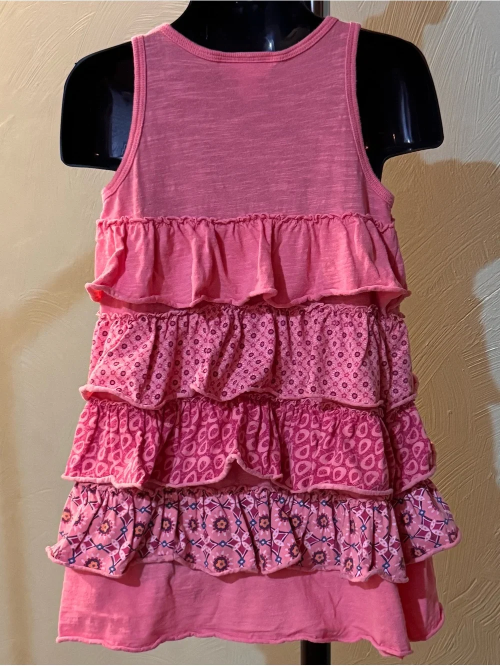 Naartjie Kids Girls Tiered Ruffle Dress Size M (5 Years) Salmon Pink Boho